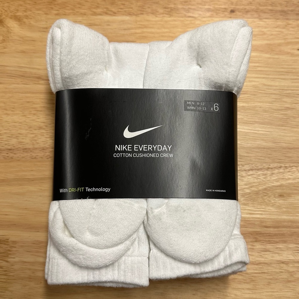 Nike Everyday Plus Cotton Cushioned White-Crew (6 pairs)